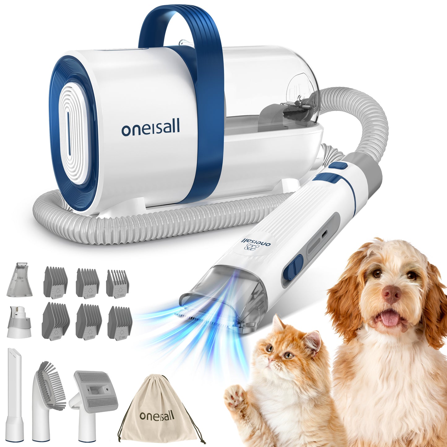 Oneisall LM3 Dog Grooming Vacuum, 8-in-1 Dog Grooming Kit, 11000Pa Super Suction Dog Hair Vacuum for Shedding Dogs Cats Hair, Purple