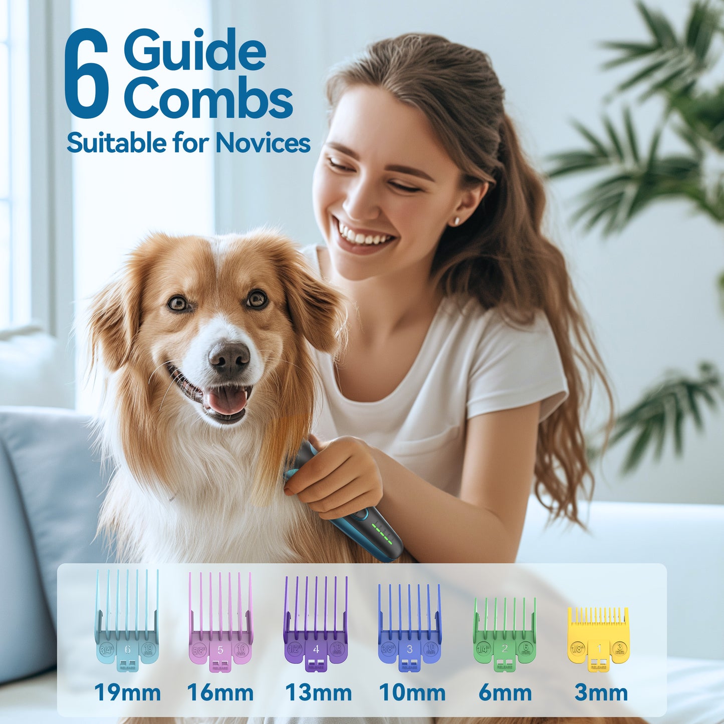 Oneisall TJ-02 Dog Clippers for Grooming, 2-in-1 Dog Grooming Clippers & Dog Paw Trimmer, Cordless Dog Grooming Kit for Thick Coats Small & Large Dogs - Blue Grey