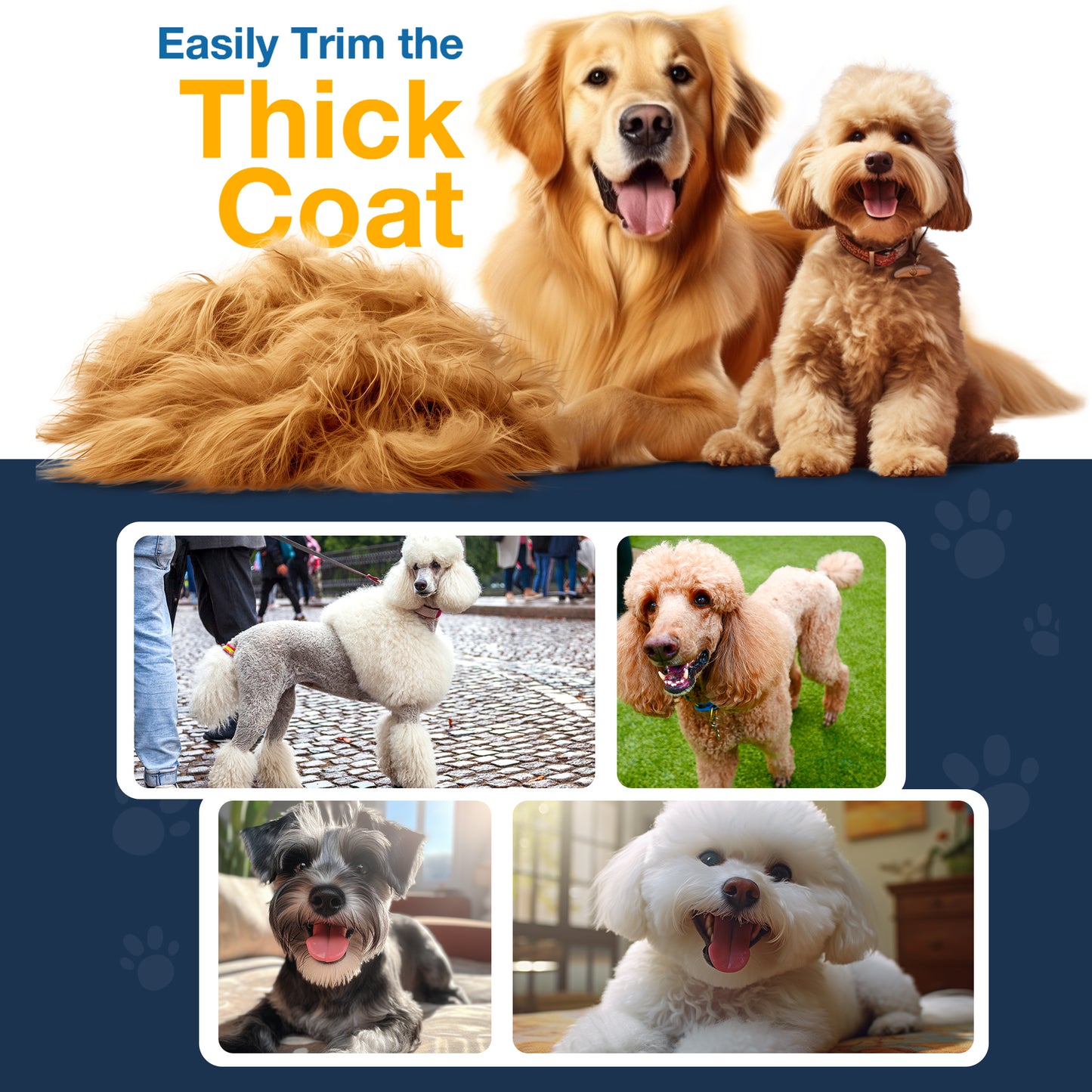 Oneisall DC-600 Dog Clippers for Grooming, Cordless & Low Noise Dog Grooming Clippers for Thick Coats, Black