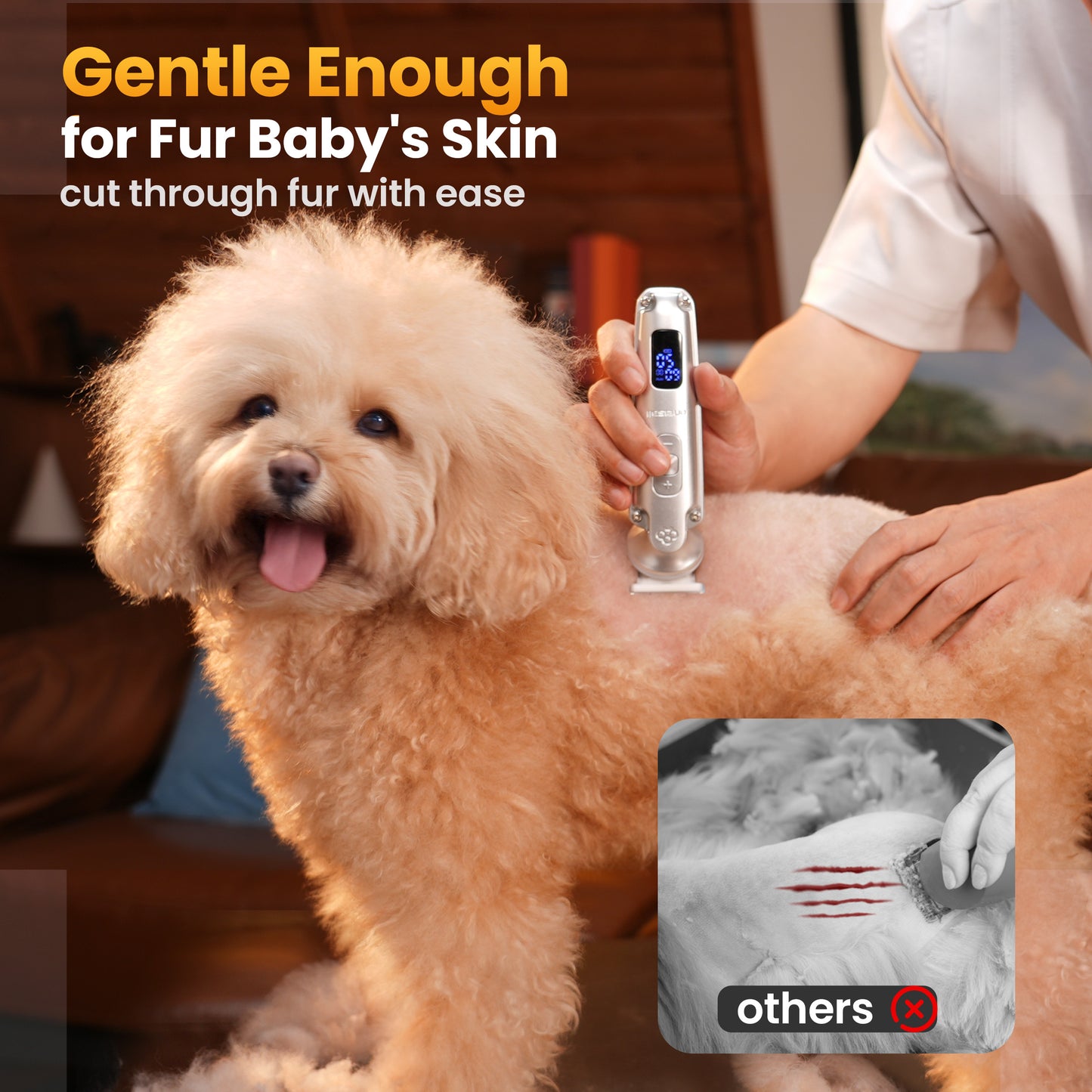 Oneisall 4-in-1 Dog Grooming Kit, FC09 Low Noise Dog Clippers and Dog Paw Trimmer, 3-Level Speed Waterproof Cordless Dog Grooming Clippers - Silver