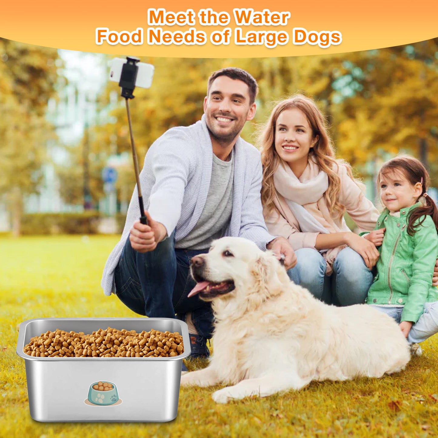 Oneisall 2 Pack 3.2 Gallons Large Dog Water Bowl and Dog Food Bowl, 304 Stainless Steel L Dog Bowl for Large Dogs, Silver