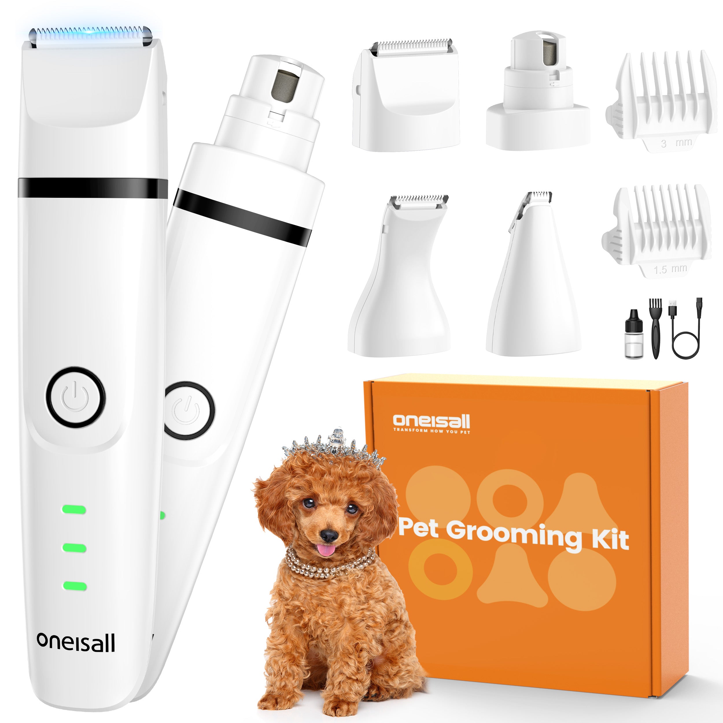 Oneisall N12 Dog Paw Trimmer for Dogs, 4-in-1 Low Noise Cordless