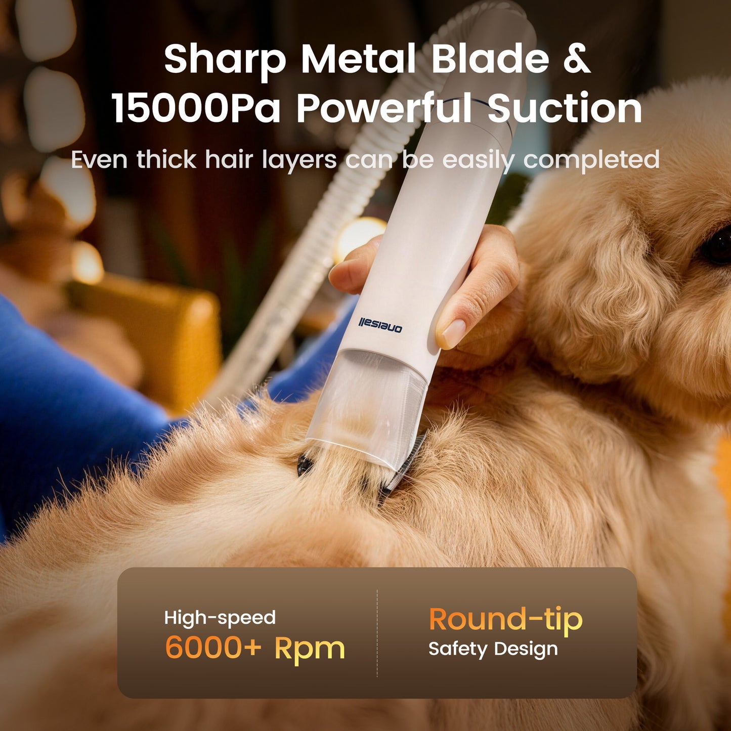 Oneisall LM6 15000Pa Dog Grooming Vacuum for Shedding 99% Pet Hair, 9-in-1 400W Dog Grooming Kit with 2L Dust Cup & Grooming Tools, Pet Hair Vacuum Cleaners for Home, Blue