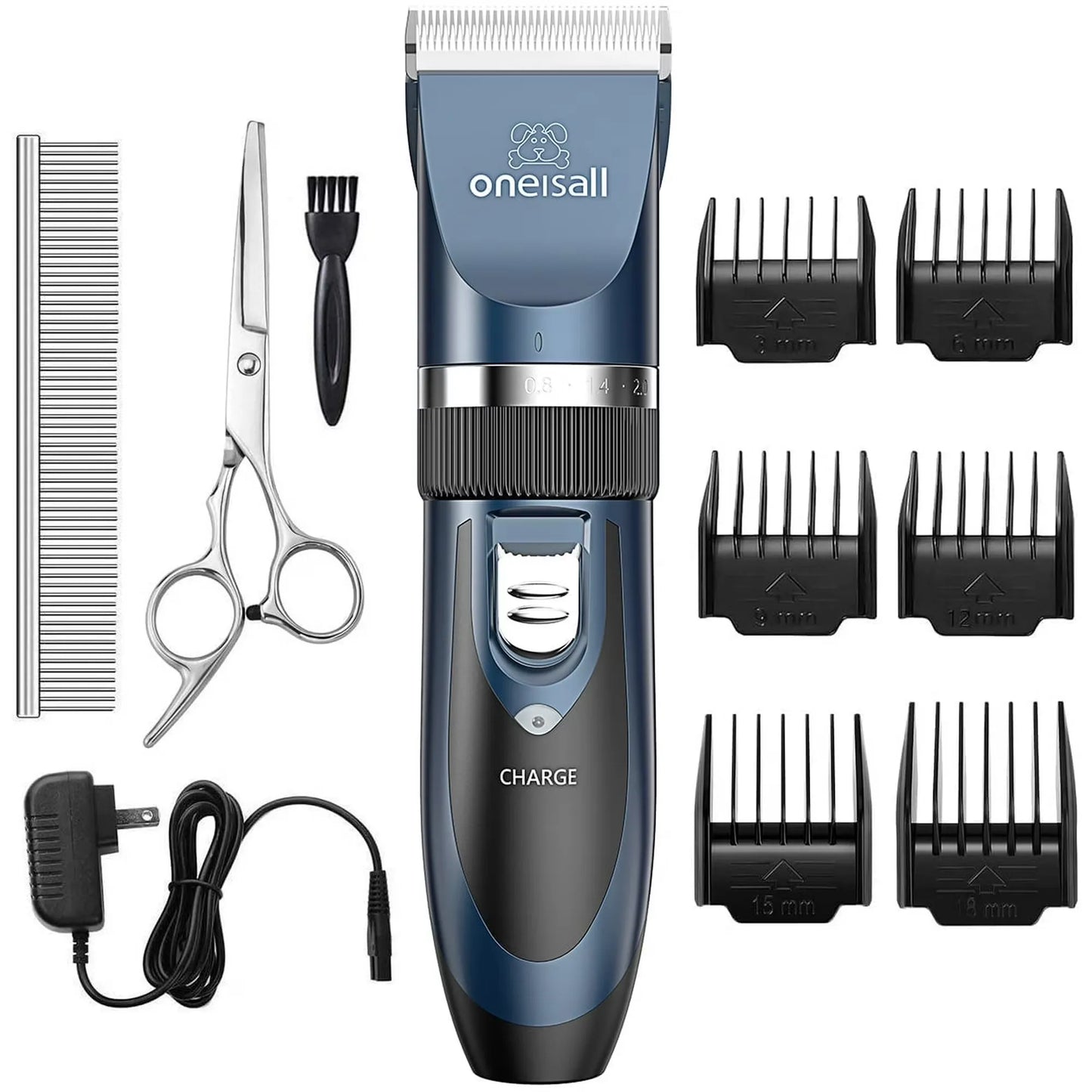 Oneisall Pet Clippers Electric, Low Noise Dog Grooming Kit, Rechargeable Cordless Dog Clippers for Grooming, Hair Clippers Set for Dogs Cats Pets - Gold