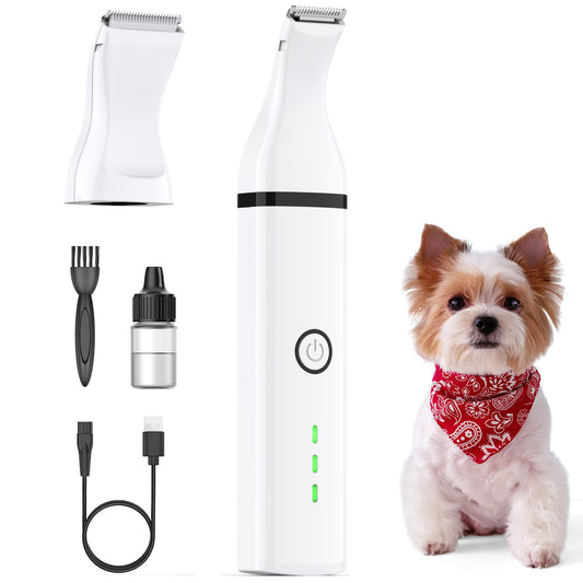 Oneisall N6 Dog Paw Trimmer, 2 Speed Quiet Cordless Small Dog Grooming Clippers Kit - White