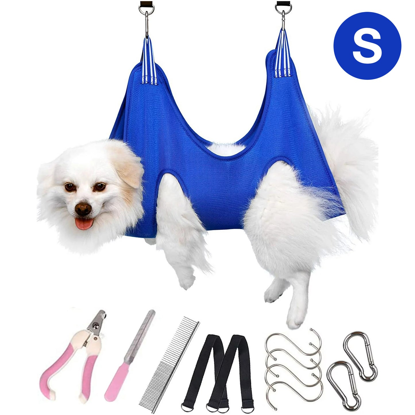 Oneisall Dog Grooming Hammock Harness for Pet Nail Trimming, Breathable Pet Grooming Sling Restraint Bag with Nail Clippers/Trimmer, Nail File, Comb, Dog Grooming Hammock Helper for Nail