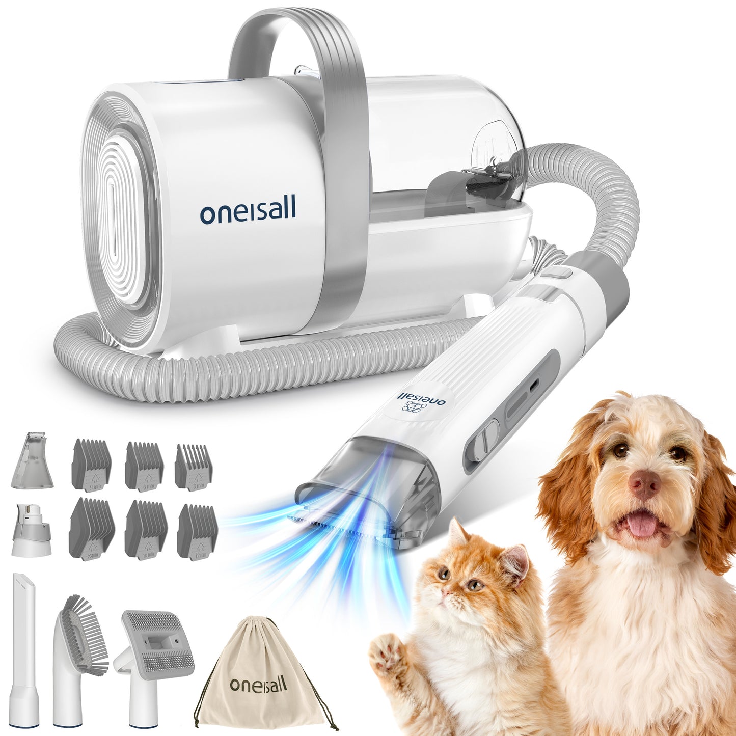 Oneisall LM3 Dog Grooming Vacuum, 8-in-1 Dog Grooming Kit, 11000Pa Super Suction Dog Hair Vacuum for Shedding Dogs Cats Hair, Purple