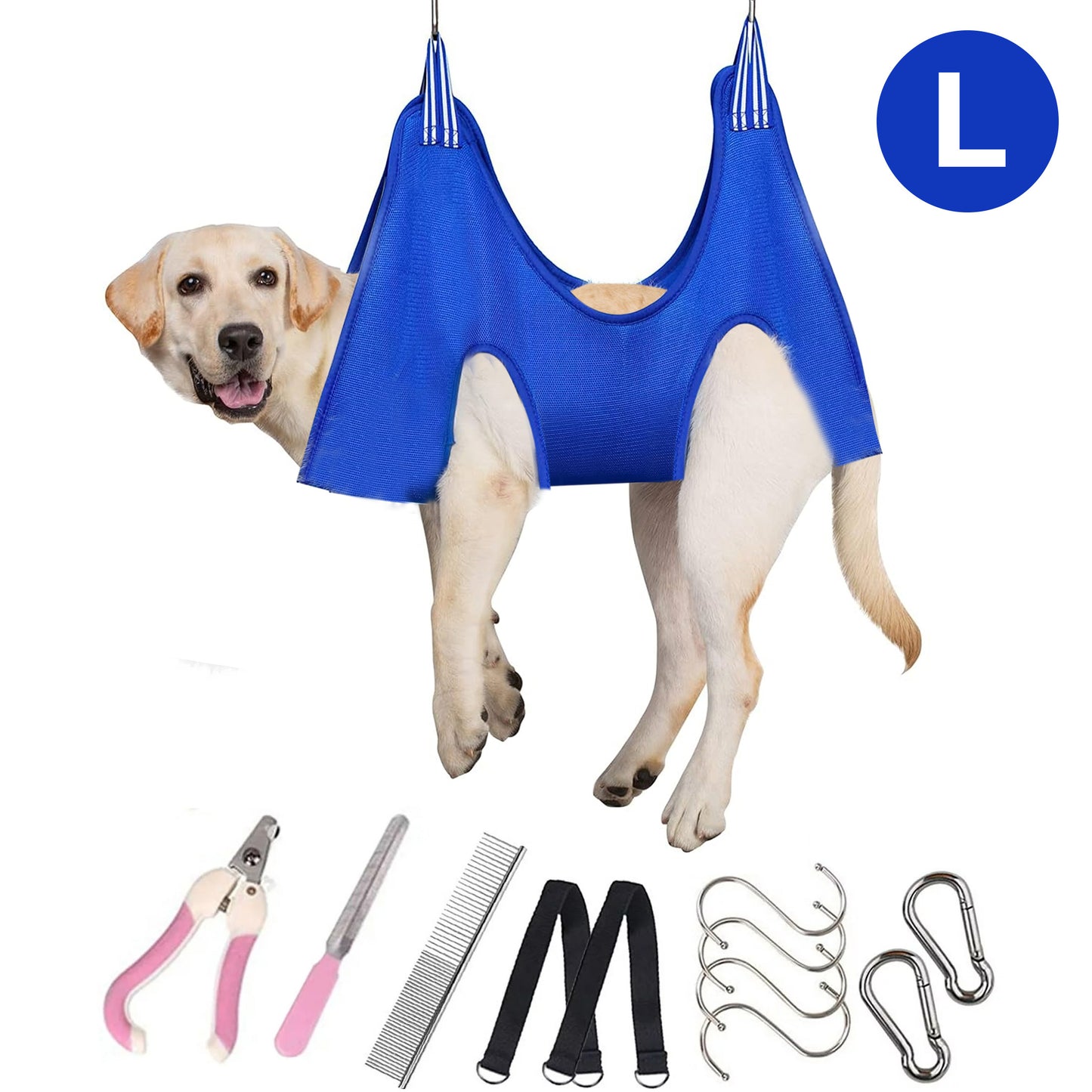 Oneisall Dog Grooming Hammock Harness for Pet Nail Trimming, Breathable Pet Grooming Sling Restraint Bag with Nail Clippers/Trimmer, Nail File, Comb, Dog Grooming Hammock Helper for Nail