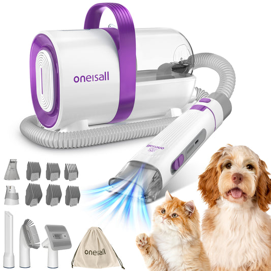 Oneisall LM3 Dog Grooming Vacuum, 8-in-1 Dog Grooming Kit, 11000Pa Super Suction Dog Hair Vacuum for Shedding Dogs Cats Hair, Purple