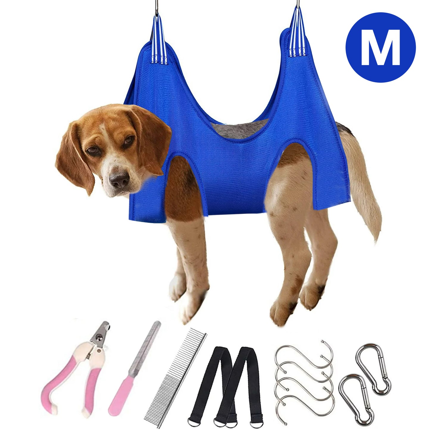 Oneisall Dog Grooming Hammock Harness for Pet Nail Trimming, Breathable Pet Grooming Sling Restraint Bag with Nail Clippers/Trimmer, Nail File, Comb, Dog Grooming Hammock Helper for Nail