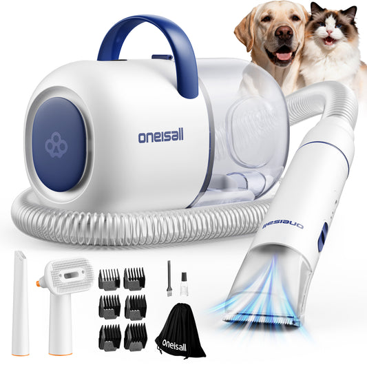 Oneisall LM6 15000Pa Dog Grooming Vacuum for Shedding 99% Pet Hair, 9-in-1 400W Dog Grooming Kit with 2L Dust Cup & Grooming Tools, Pet Hair Vacuum Cleaners for Home, Blue