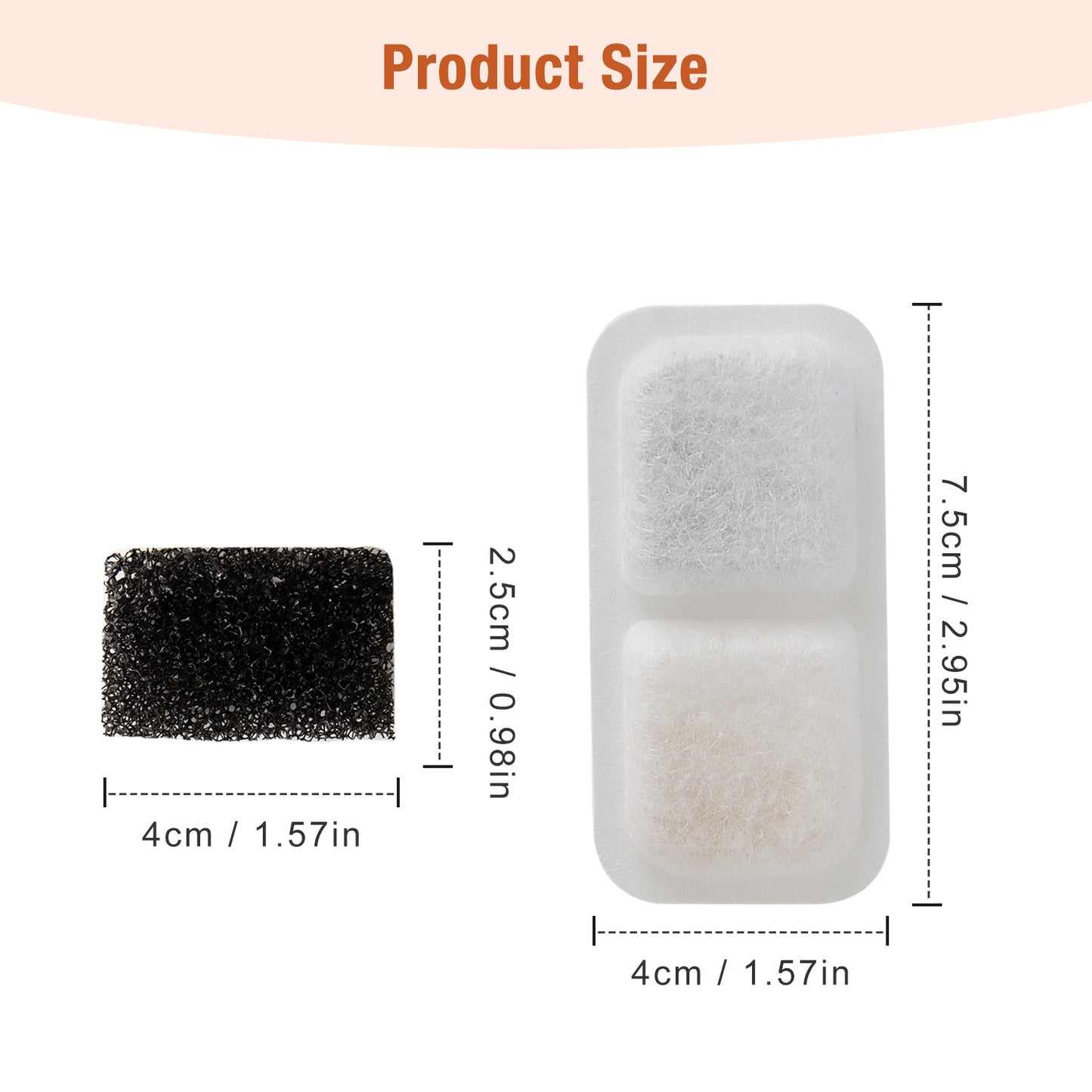 Oneisall 4 Pack Replacement Filters & 2 Pack Replacement Sponges for CW-03 Cat Water Fountain