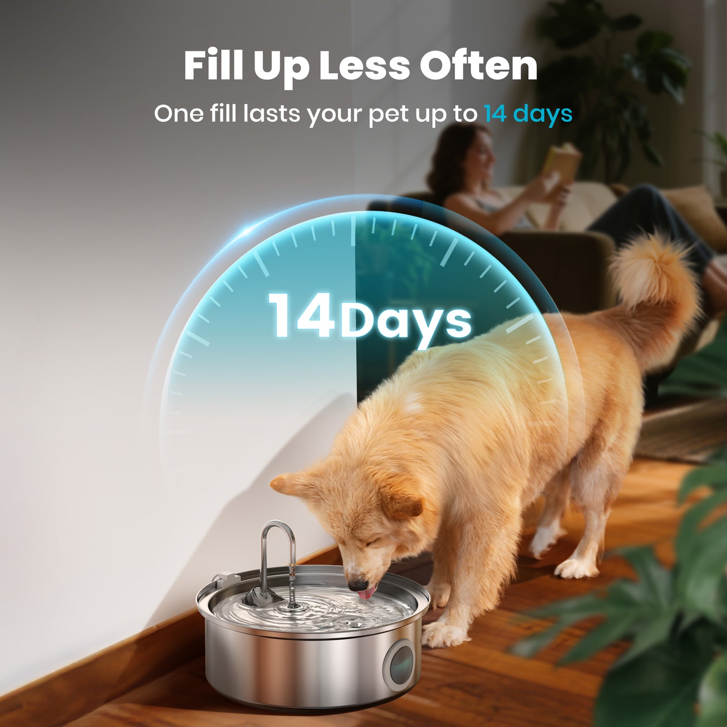 Oneisall 237Oz/7L/1.8G Dog Water Fountain, CW-07 Stainless Steel Dog Water Bowl Dispenser with Visual Window & Triple Filtration, Dog Fountain for Large Dogs/Multiple Dogs - Silver