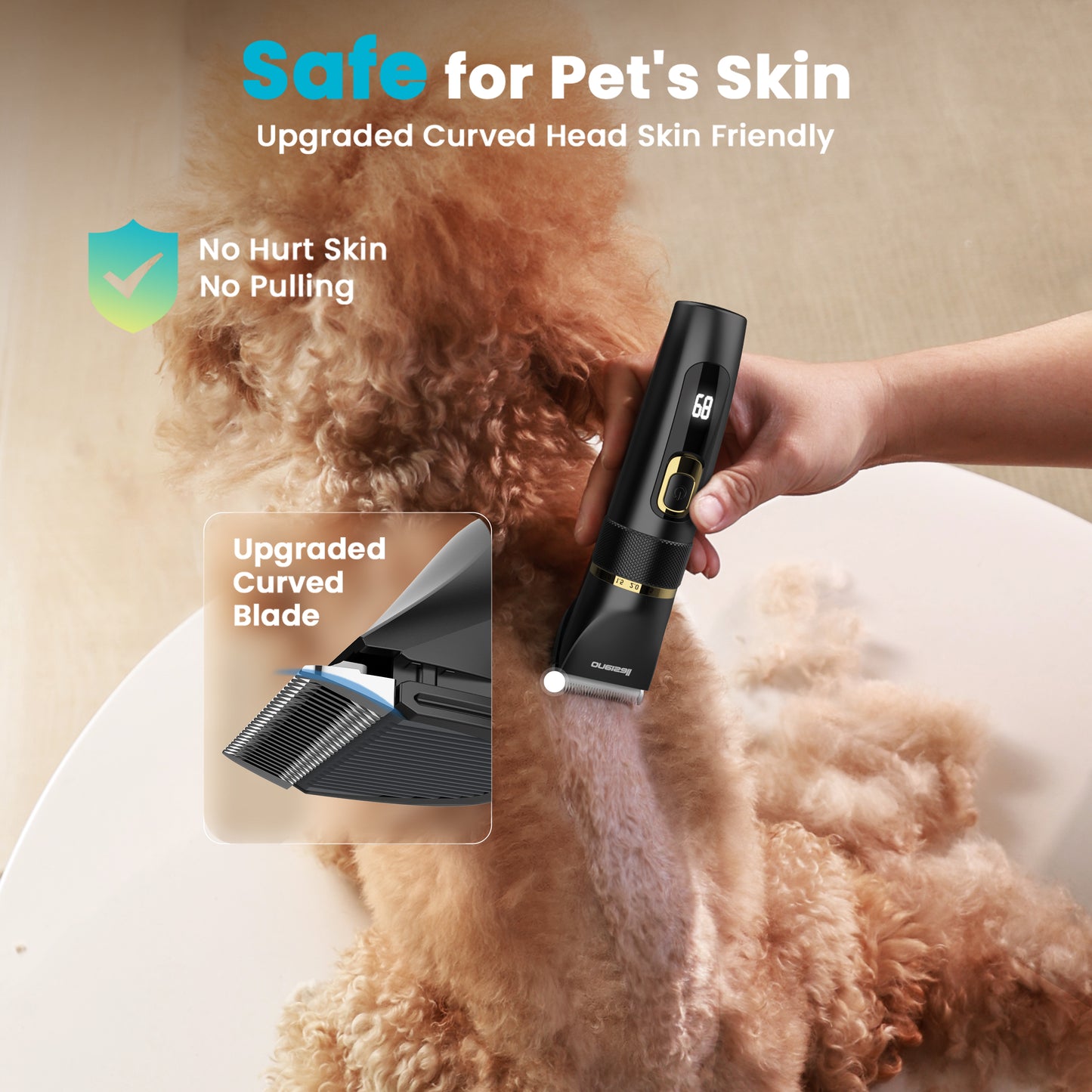 Oneisall DC-200 Dog Clippers for Grooming, Pro Dog Grooming Clippers Kit for Home, 2-Speed & 5 Adjustable Blade Height Dog Hair Clippers, IPX7 Waterproof, Detachable Blade, Low Noise, Black