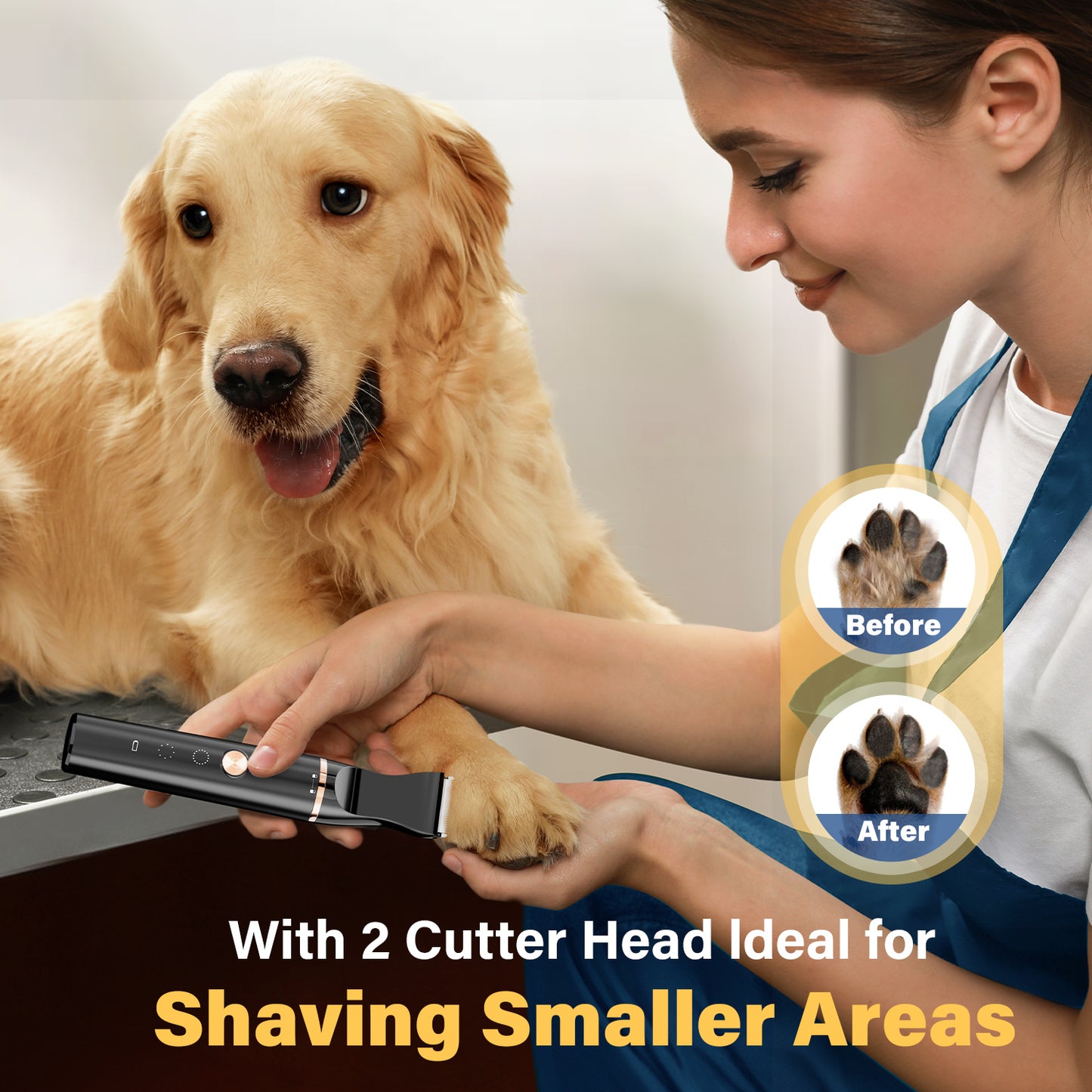 Oneisall RFC-676+P20 Dog Grooming Kit for Heavy Thick Hair&Coats/Low Noise Rechargeable Cordless Pet Shaver with Stainless Steel Blade and Dog Paw Trimmer/Waterproof Dog Shaver for Dogs Pets Animals