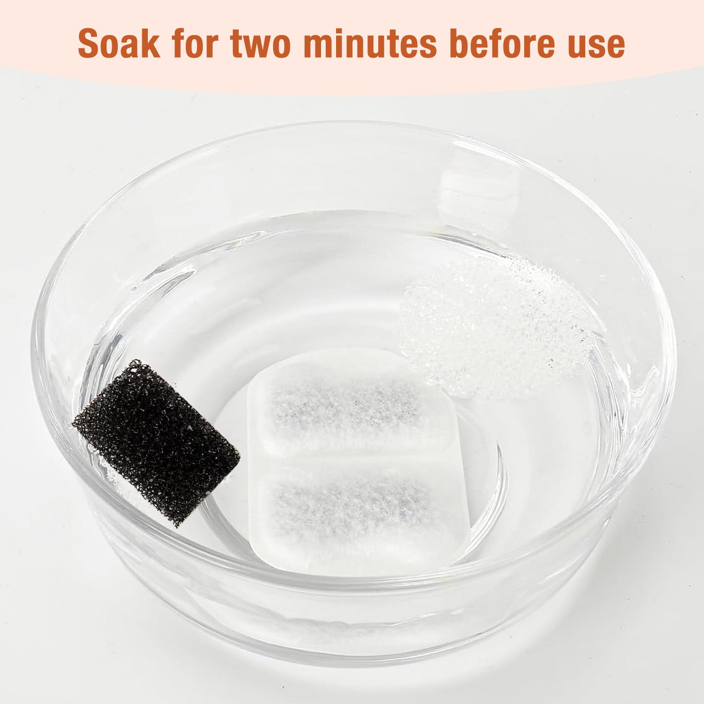 Oneisall 4 Pack Replacement Filters & 2 Pack Replacement Sponges for CW-03 Cat Water Fountain