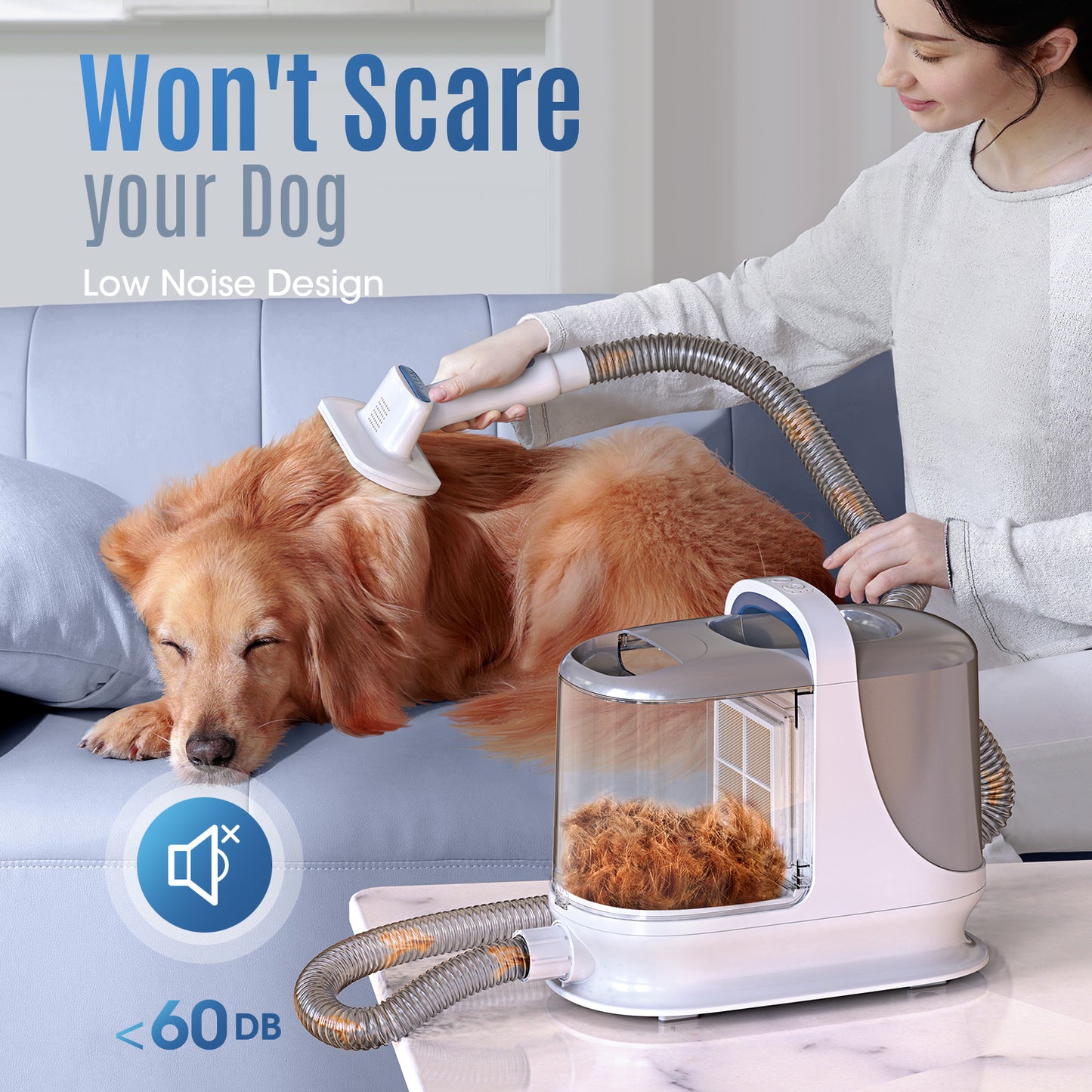 Oneisall Dog Grooming Vacuum/13Kpa Low Noise Pet Grooming Vacuum /3L Large Dust Bin Dog Vacuum for Shedding Grooming/Dog Grooming Kit Including 6 Tools for Dhedding Thick Coats and Home Cleaning