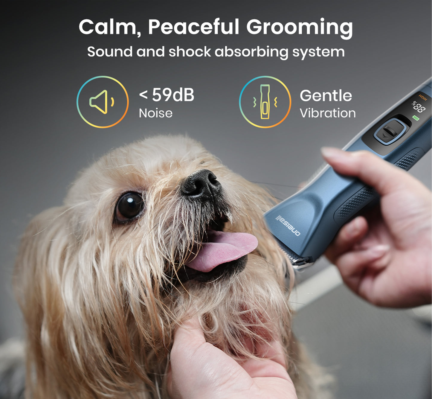 Oneisall PC14 Professional Dog Clippers for Groomer, Blade #10 - 1.5mm, Cordless 2-Speed Dog Grooming Clippers for Thick Hair, Detachable Carbonized Steel Blade & 3 Metal Combs, Detachable Battery