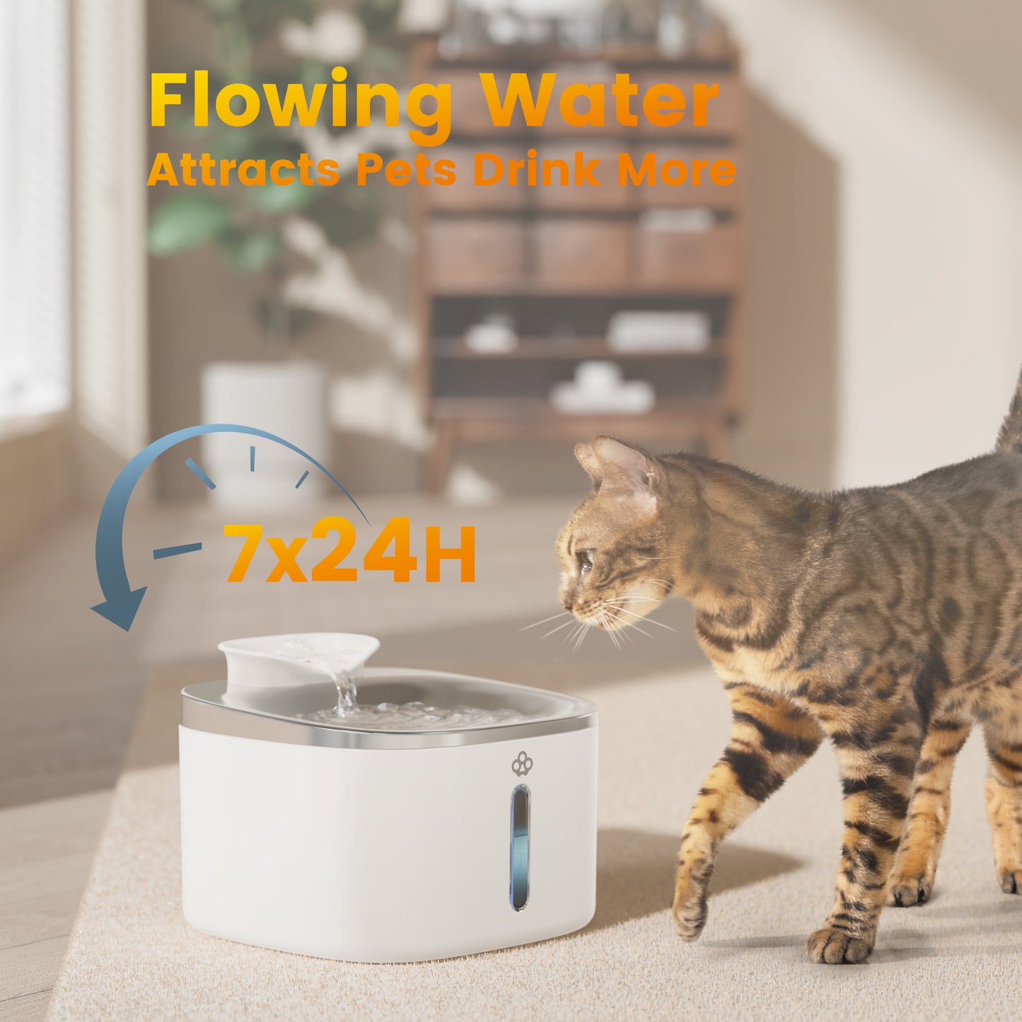 Oneisall WW01 304 Stainless Steel Cat Water Fountain, 3.5L/118oz Low Noise Cat Drinking Fountain for Cats Indoor, Automatic Cat Fountain with 3 Sets of Filters, White
