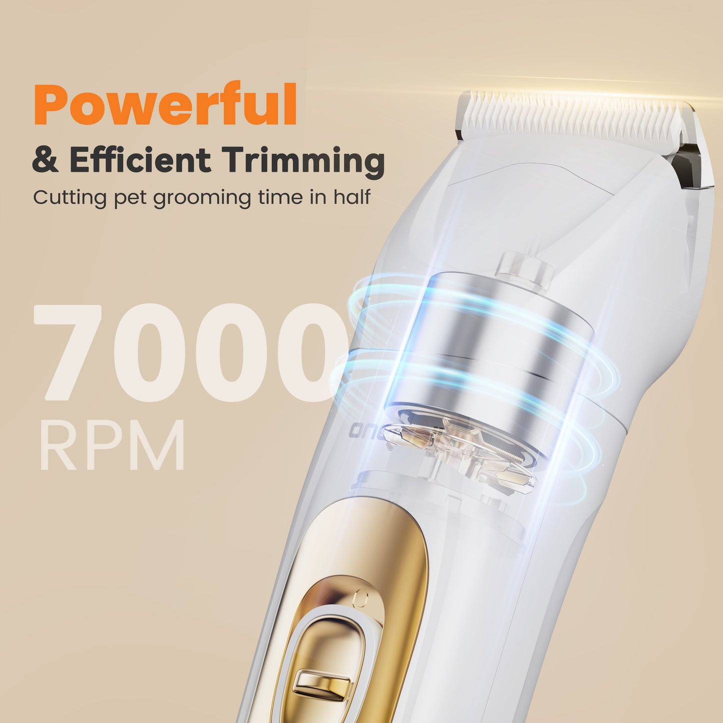 Oneisall HM6 4-in-1 Dog Grooming Kit with LED Light, Cordless Dog Clippers & Dog Paw Trimmer & Dog Nail Grinder, White
