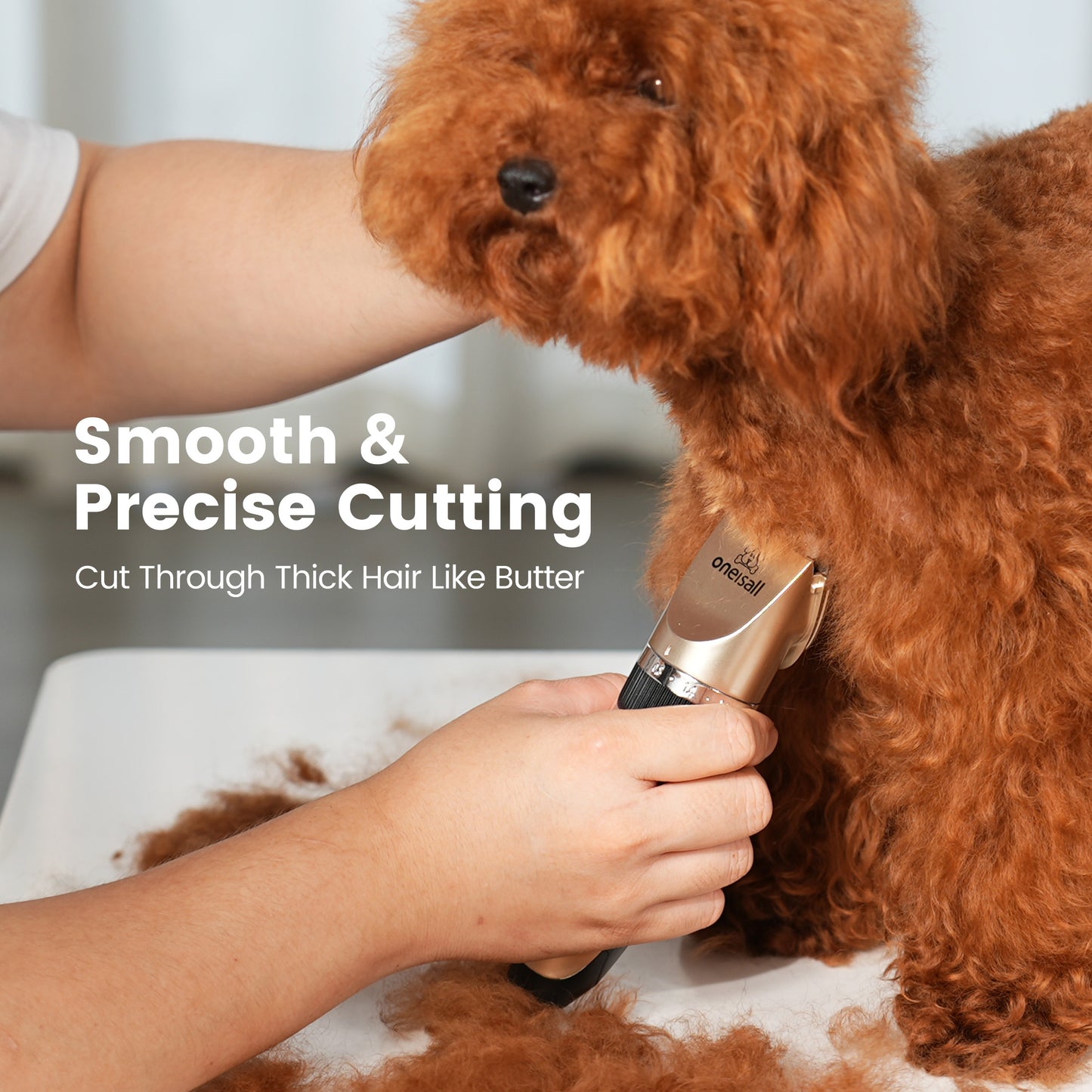 Oneisall S6 Set Dog Clippers & Dog Paw Trimmer, 2-in-1 Ultra Quiet Cordless Dog Grooming Kit, Gold & Black