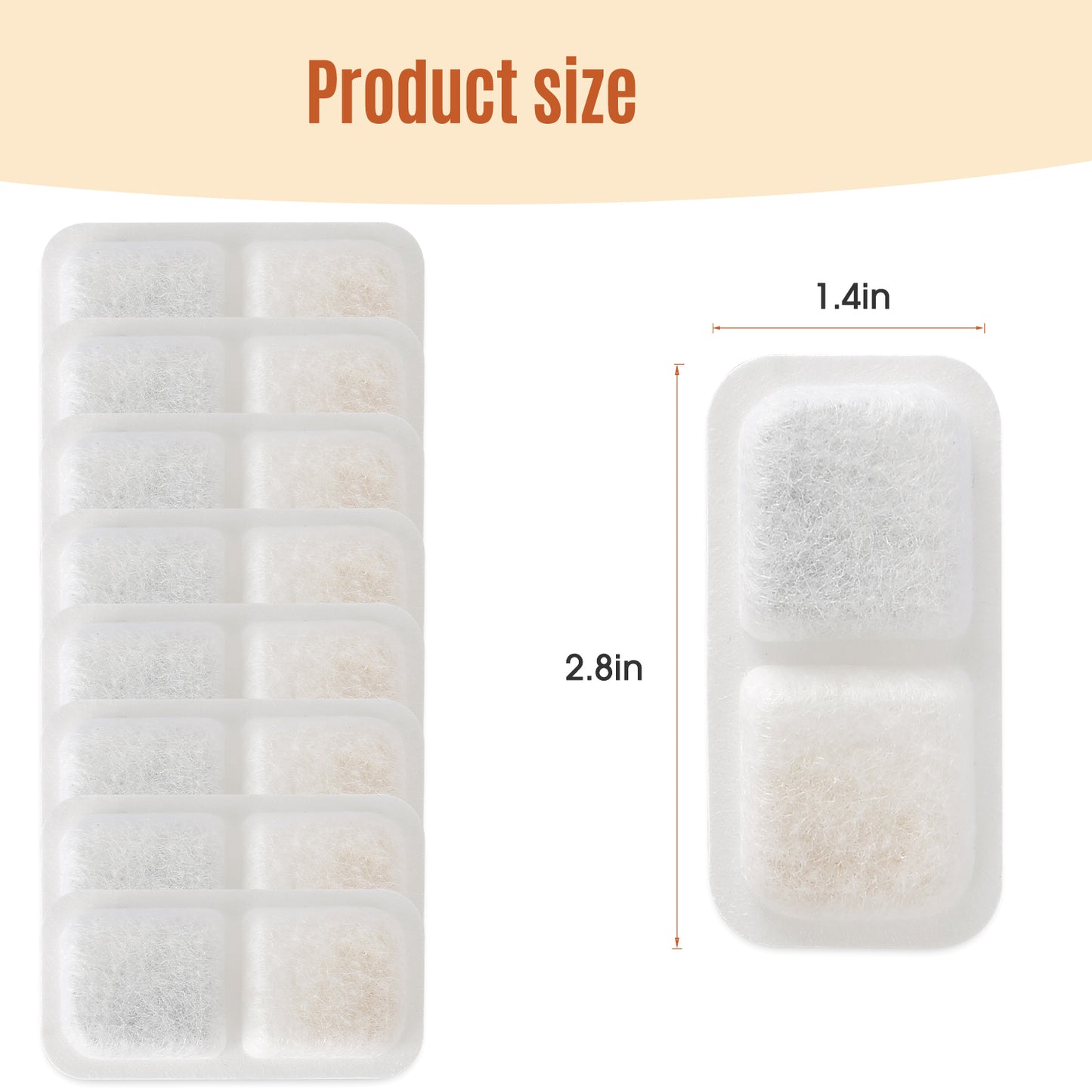 Oneisall 8Pcs Cat Water Fountain Replacement Carbon Filters for PWF-001 2L Cat Fountain - White