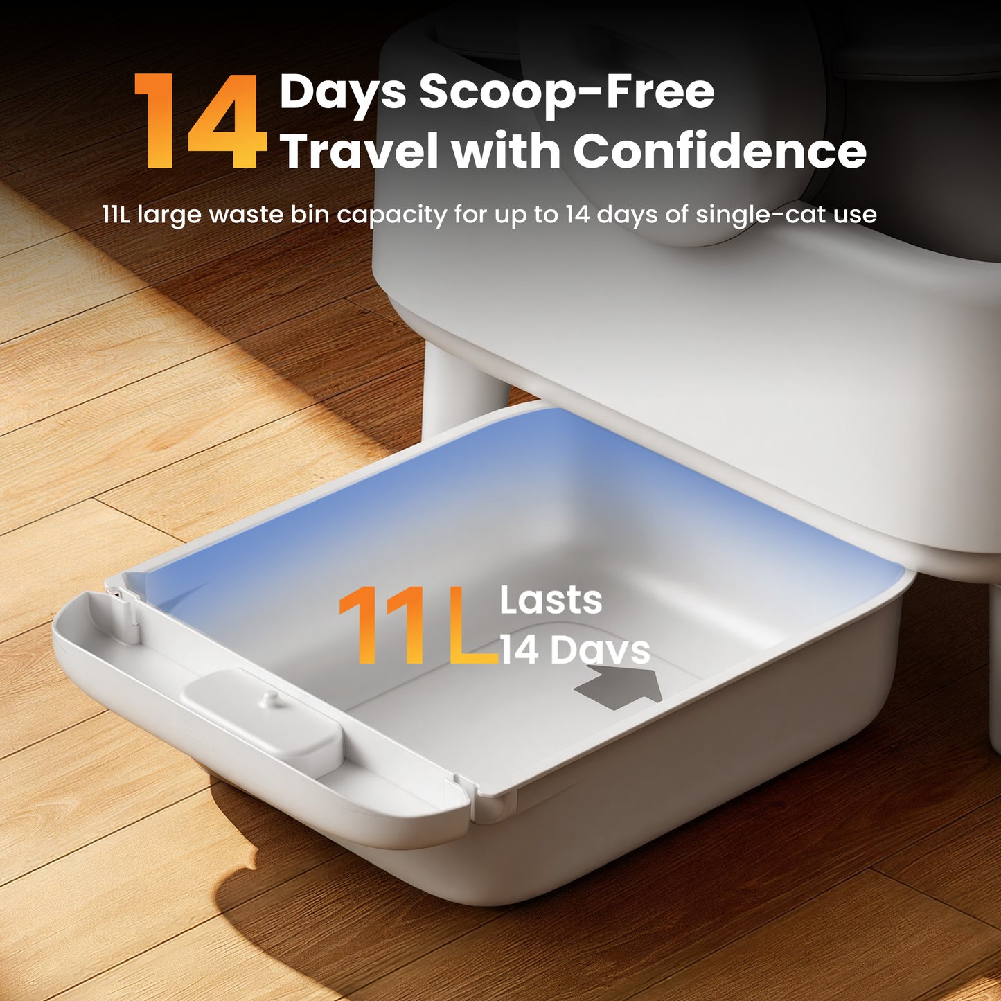 Oneisall AB01 Automatic Cat Litter Box with 17 Safety Sensors, Open Top Self Cleaning Litter Box for Multiple Cats, Automatic Litter Box with Washable Silicone Lining & 40 Waste Bags, White