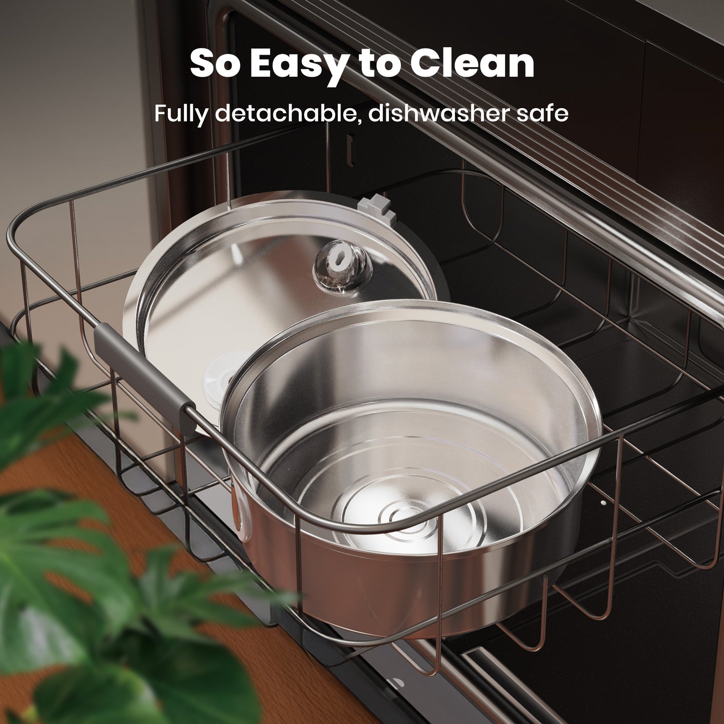 Oneisall 237Oz/7L/1.8G Dog Water Fountain, CW-07 Stainless Steel Dog Water Bowl Dispenser with Visual Window & Triple Filtration, Dog Fountain for Large Dogs/Multiple Dogs - Silver