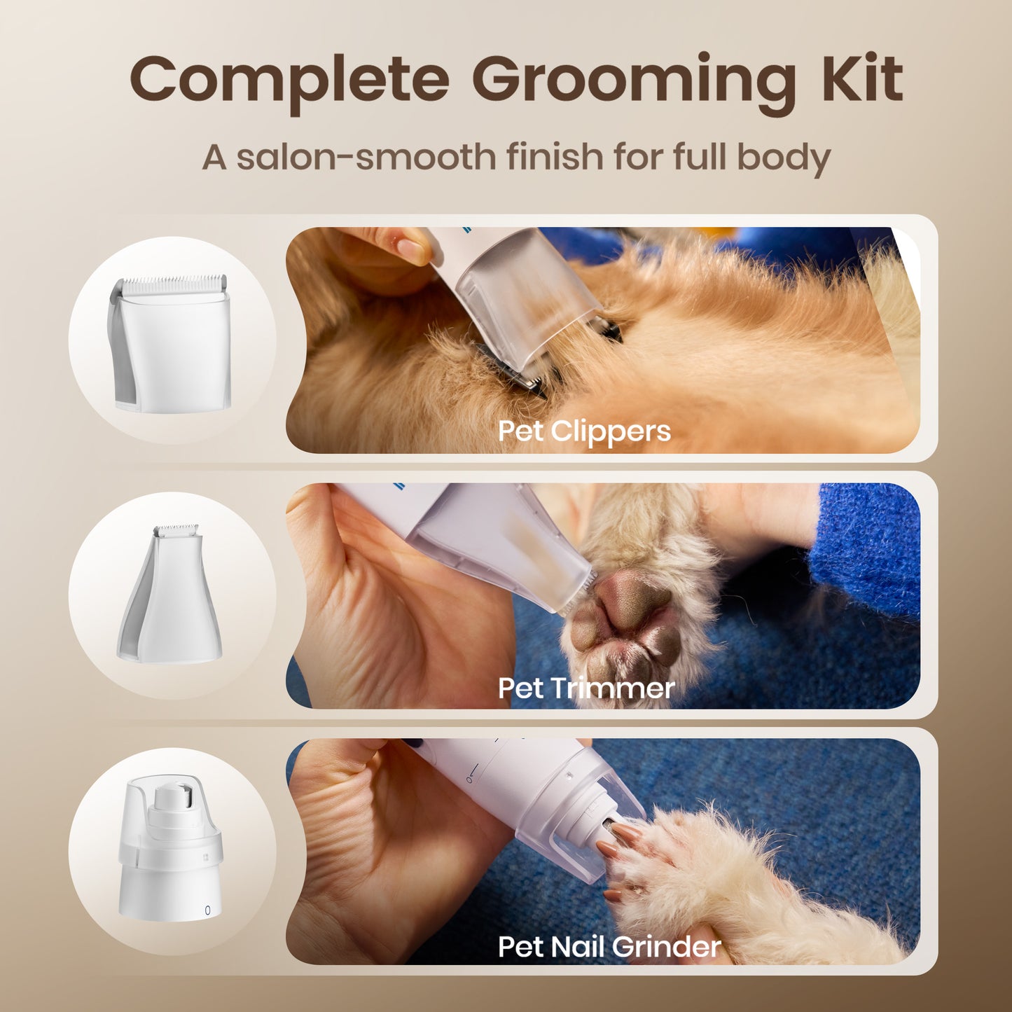 Oneisall 15000Pa Dog Grooming Vacuum, PG08 Dog Hair Vacuum Cleaners Shedding 99% Pet Hair, ≤ 59dB Quiet Dog Grooming Kit with Dog Clipper/Trimmer/Nail Grinder & 3 Grooming Tools, 2L Canister, Blue