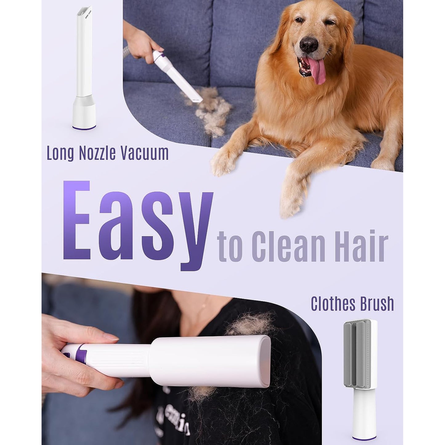 Oneisall LM5 Dog Grooming Vacuum for Shedding, 5 In 1 Low Noise Dog Hair Vacuum Groomer Dog Grooming Kit with 4 Pet Grooming Vacuum Tools & 1.5 L Dust Cup, Pet Vacuum for Dogs Cats Pet Hair, Purple