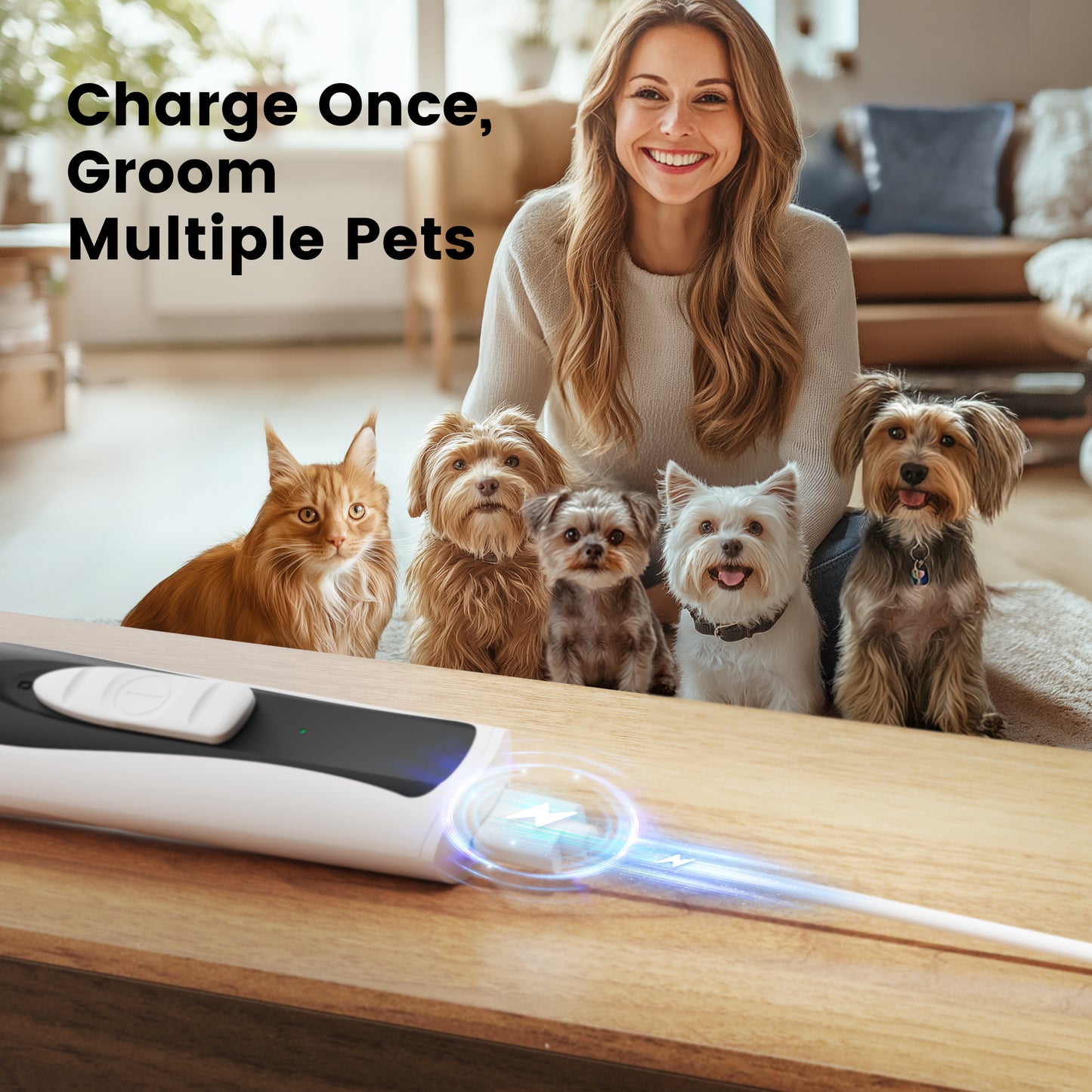 Oneisall FC11 Dog Paw Trimmer with LED Light, Low Noise Paw Trimmer for Dogs & Cats, 0.8inch Widen Blade Cordless Dog Trimmer for Grooming - White