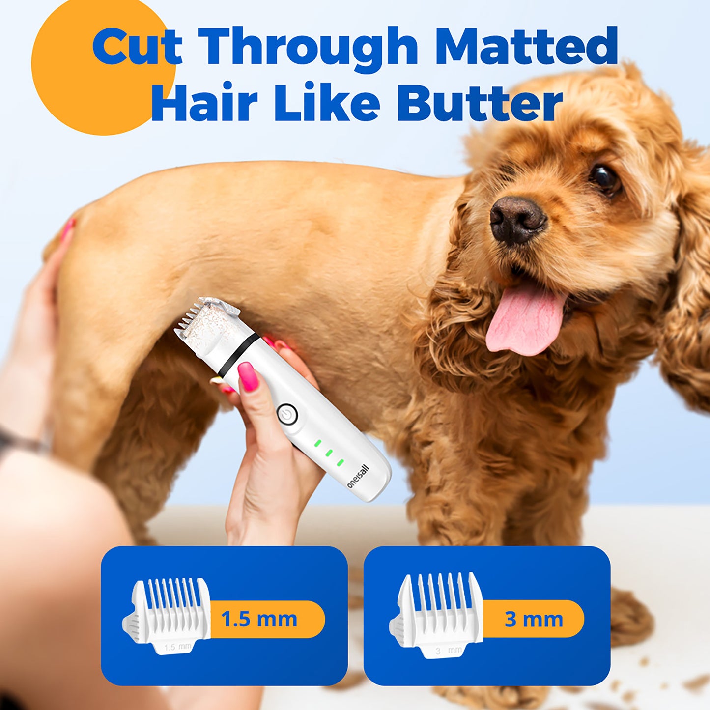 Oneisall N12 Dog Paw Trimmer for Dogs, 4-in-1 Low Noise Cordless Dog Grooming Kit, Body Dog Clipper & Face Dog Clipper & Dog Paw Clipper & Dog Nail Grinder - White