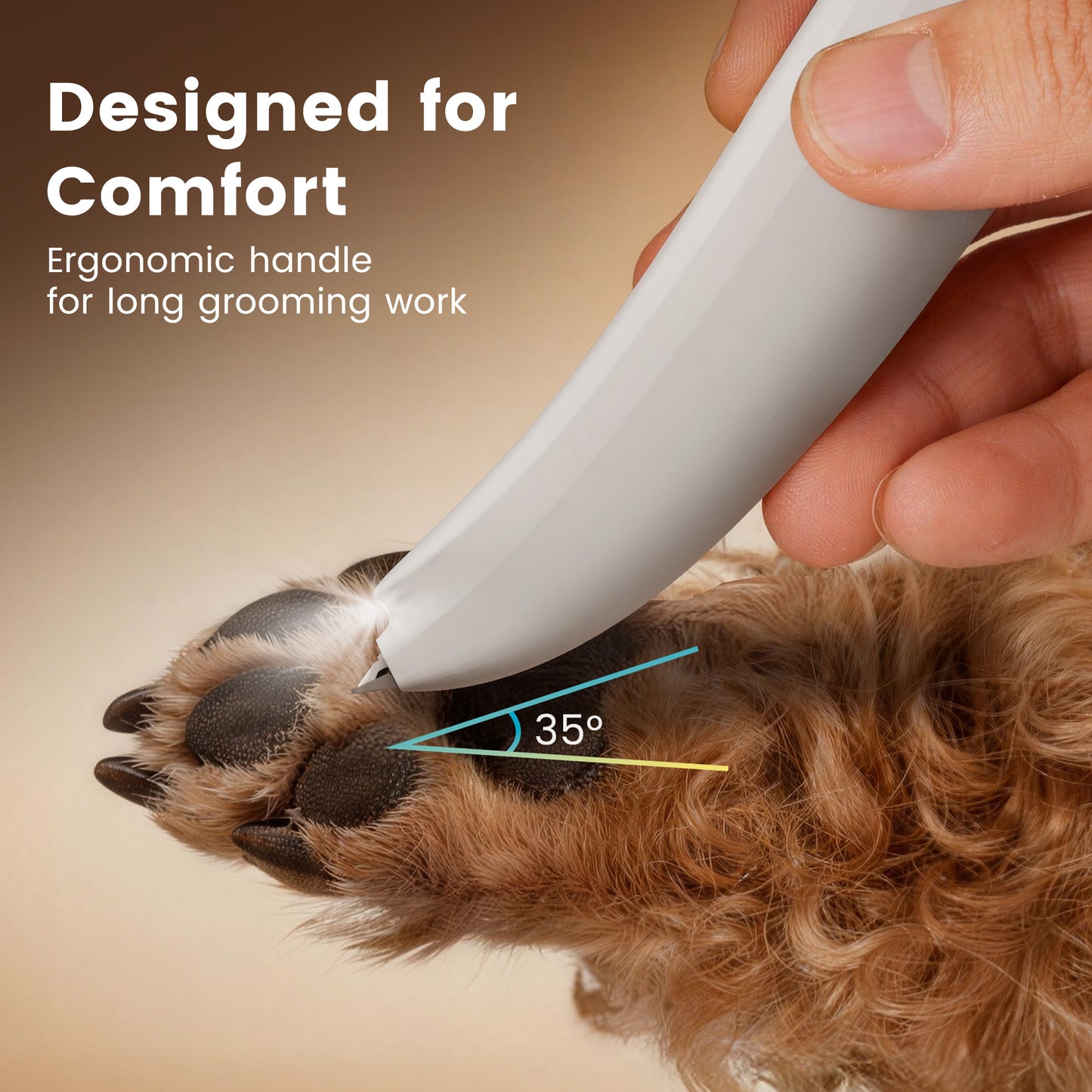 Oneisall PT01 Dog Paw Trimmer with 0.8-inch Widen Blade & LED Light, Low Noise 2 Speed Paw Trimmer for Dogs, White