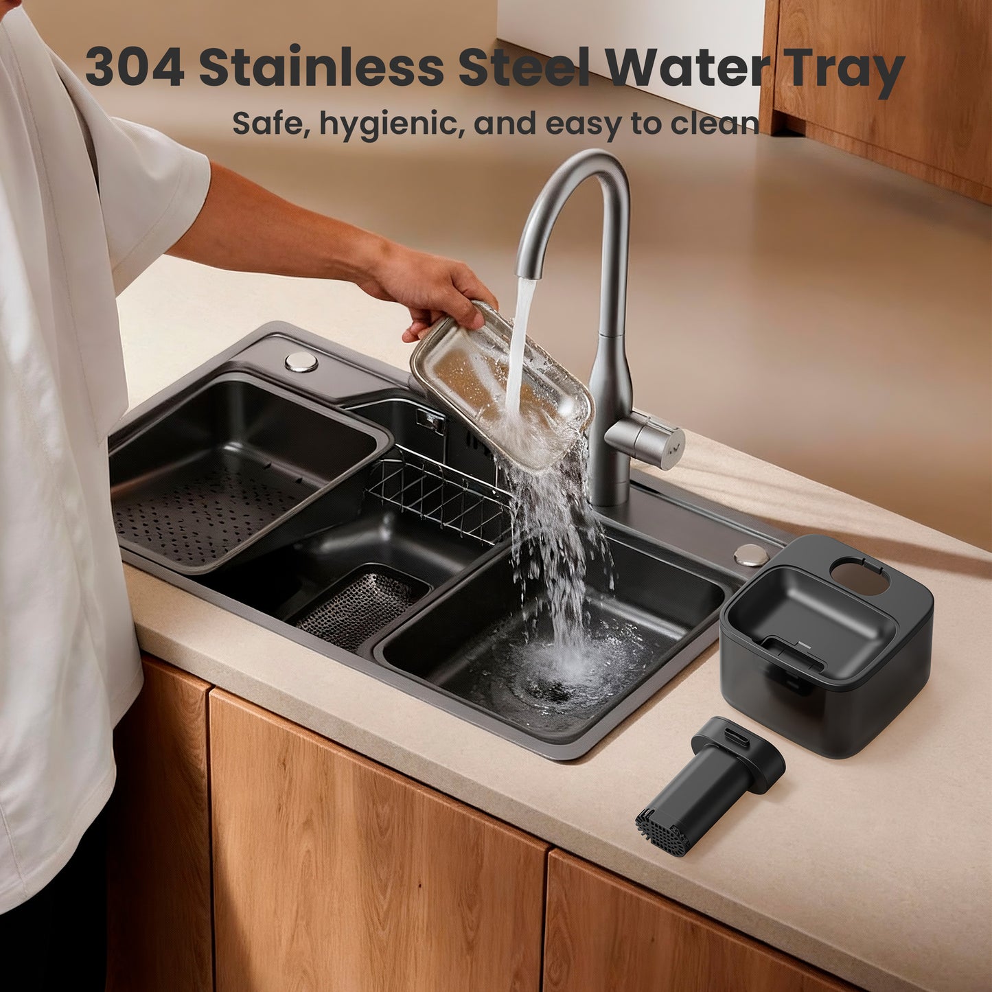 Oneisall CW-04 Wireless Cat Water Fountain Stainless Steel Tray, 2.2L/74oz Low Noise Cat Water Dispenser, Cat Drinking Fountain with 3 Filters- Silver