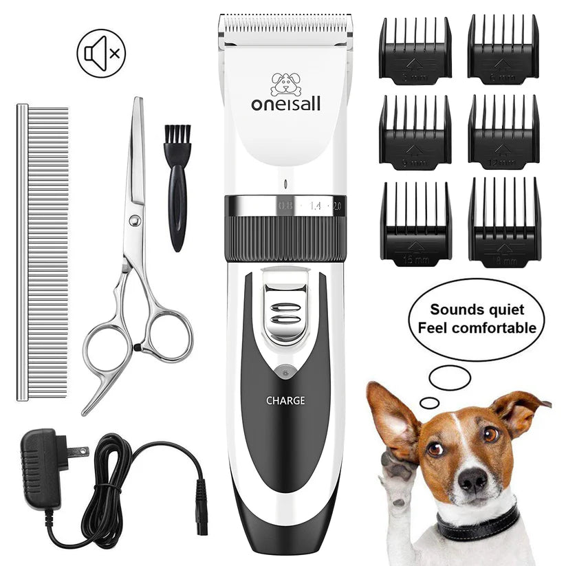 Oneisall Pet Clippers Electric, Low Noise Dog Grooming Kit, Rechargeable Cordless Dog Clippers for Grooming, Hair Clippers Set for Dogs Cats Pets - Gold