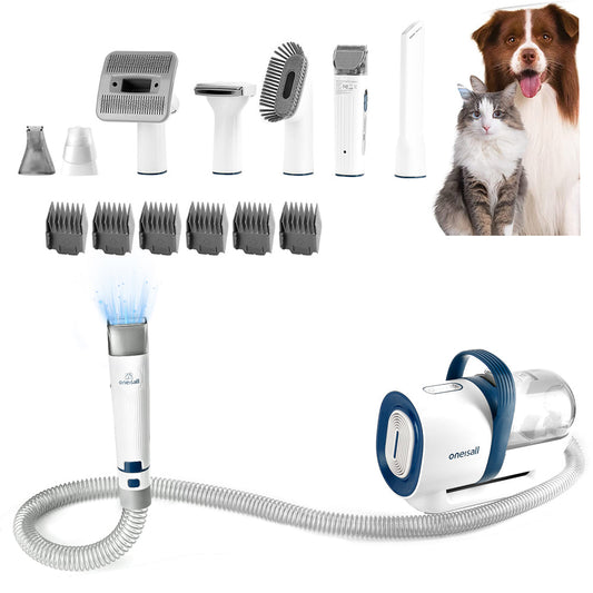 Oneisall 7 In 1 Dog Grooming Kit, Low Noise Pet Grooming Vacuum with 1.5 L Dust Cup, Dog Vacuum for Shedding Grooming, with 7 Professional Grooming Tools for Dogs Cats Pet Hair & Home Car Cleaning